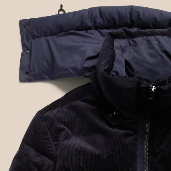 Banana Republic Corduroy Puffer Coat size XXL Navy - Picture 5 of 6